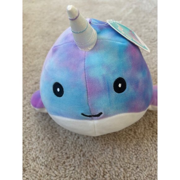 NWT Squishmallows Hallie Narwhal Plush Toy Pastel Tie-Dye Colors Cute‎ & Cuddly - Picture 2 of 9